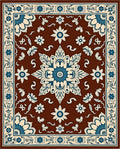 Rich Brown Teal Floral Medallion Rug