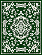 Emerald Green Floral Mandala Medallion Rug