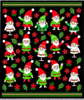 Whimsical Red Elf Christmas Gnome Medallion Rug
