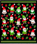 Whimsical Red Elf Christmas Gnome Medallion Rug