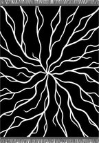 Abstract Black White Branching Root Rug