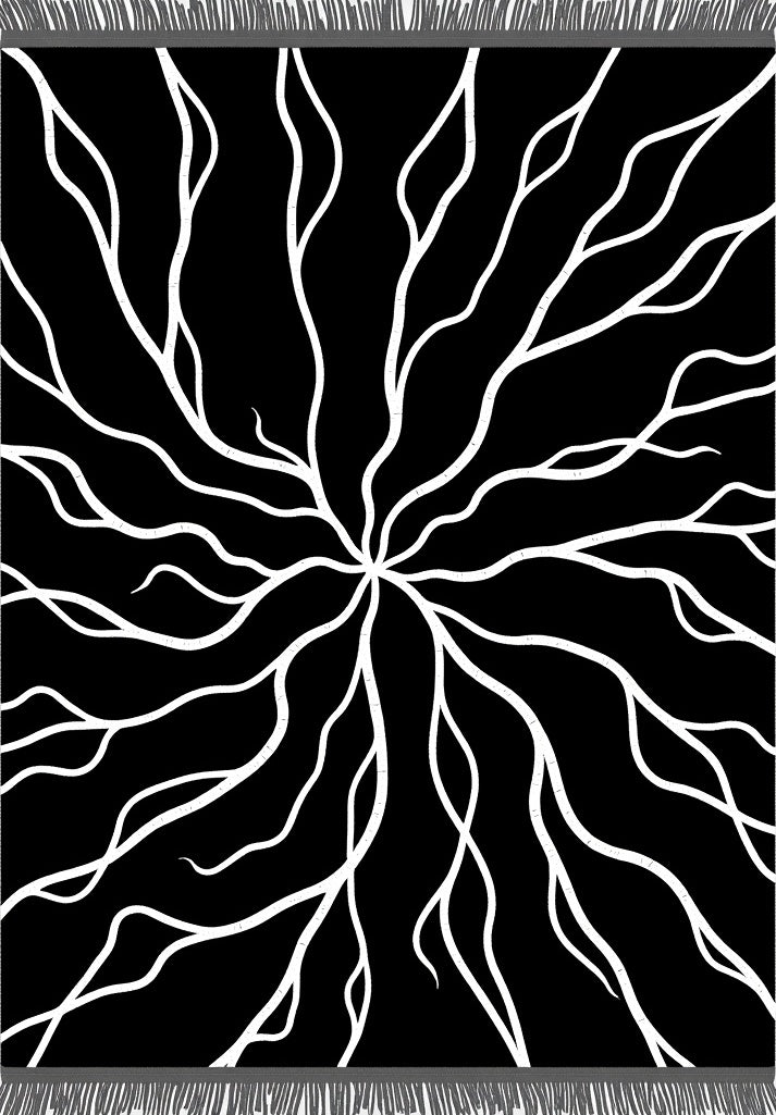 Abstract Black White Branching Root Rug