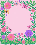 Pink Floral Garden Butterflies Rug