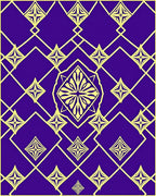 Royal Purple Yellow Geometric Stars Medallion Rug