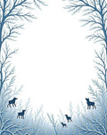 Whimsical Blue Woodland Dog Scene Rug