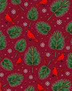 Red Cardinal Green Pine Snowflake Background Rug