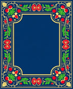 Ornate Blue Red Floral Border Rug