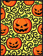 Spooky Orange Pumpkin Swirl Yellow Rug