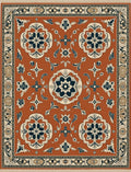 Terracotta Crimson Floral Medallion Rug