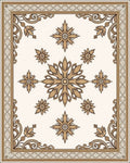 Ornate Floral Medallion and Leaf Border Rug