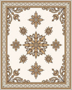 Ornate Floral Medallion and Leaf Border Rug