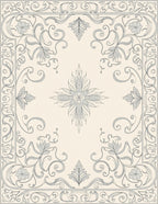 Ornate Gray Floral Scrollwork Rug