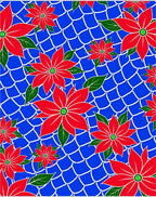 Bright Red Poinsettia Overlay Rug
