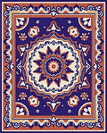 Deep Blue Floral Medallion Art Rug