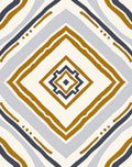 Golden Blue Geometric Diamond Ikat Rug
