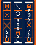 Orange Geometric Symbolic Panels Rug