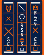 Orange Geometric Symbolic Panels Rug