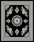 Ornate Black White Ornamental Scroll Rug