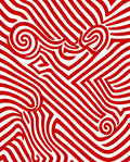 Crimson Swirl Abstract Stripe Rug