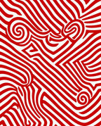 Crimson Swirl Abstract Stripe Rug