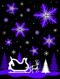 Purple Snowflake Sleigh Scene Rug