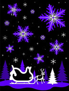 Purple Snowflake Sleigh Scene Rug