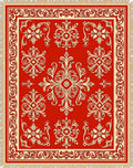 Crimson Cream Scrollwork Grand Medallion Rug