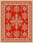 Crimson Cream Scrollwork Grand Medallion Rug