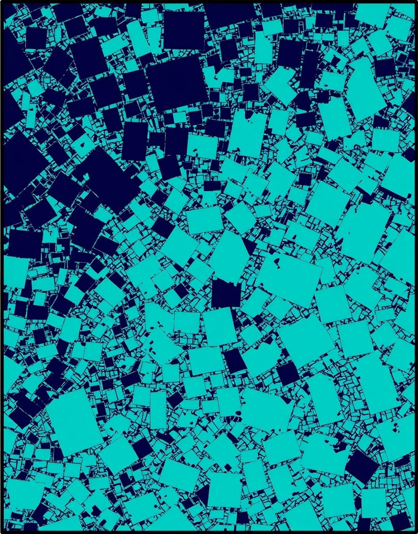 Deep Teal Scattered Squares Rug
