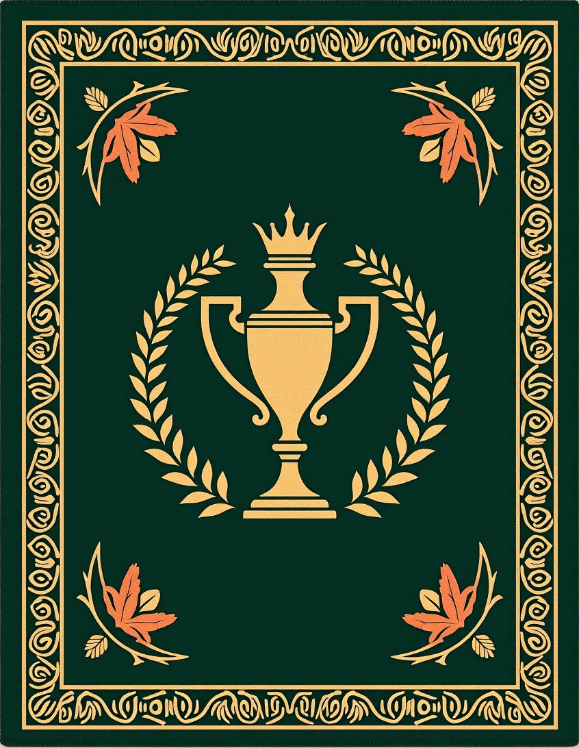 Gold Trophy Laurel Wreath Russet Leaves Rug