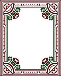 Maroon Dark Green Floral Art Deco Rug
