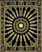 Golden Sunburst Art Deco Rug
