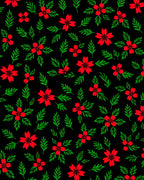 Red Blooming Flowers Green Leaves Rug