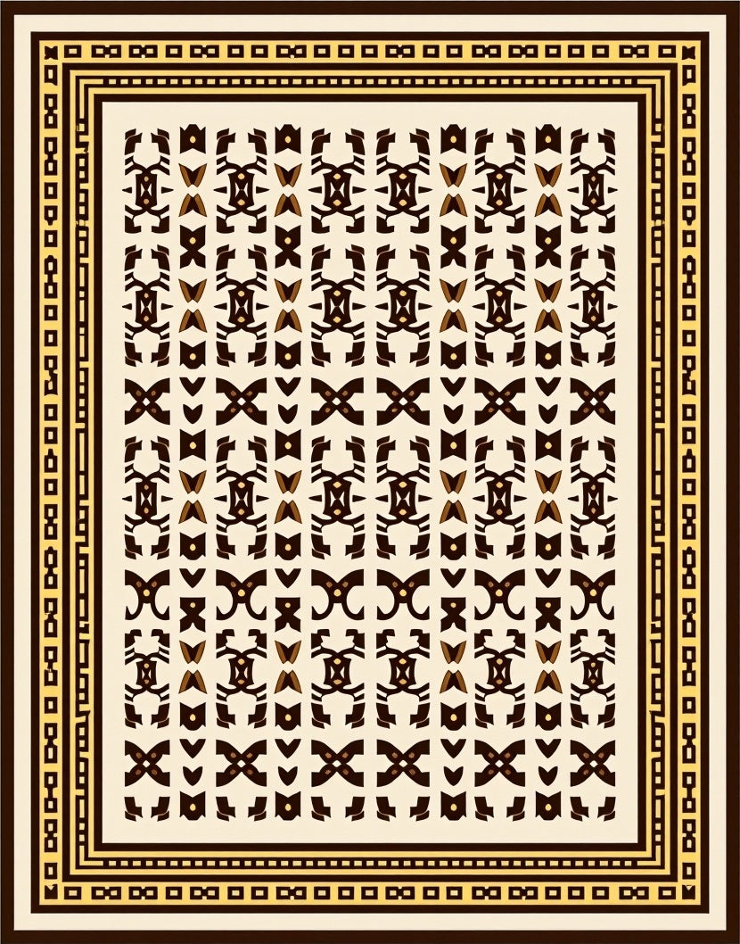 Cream Geometric Ivory Earth Tone Rug