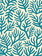 Teal Silhouette Coral Branches Rug