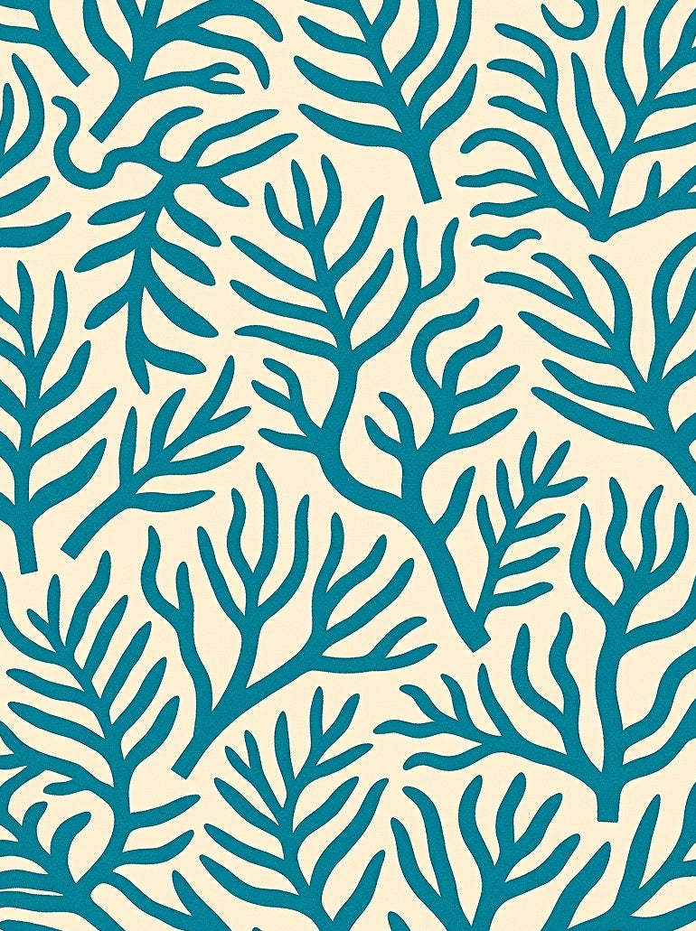 Teal Silhouette Coral Branches Rug