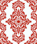 Crimson Floral Medallion Damask Rug