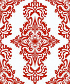 Crimson Floral Medallion Damask Rug