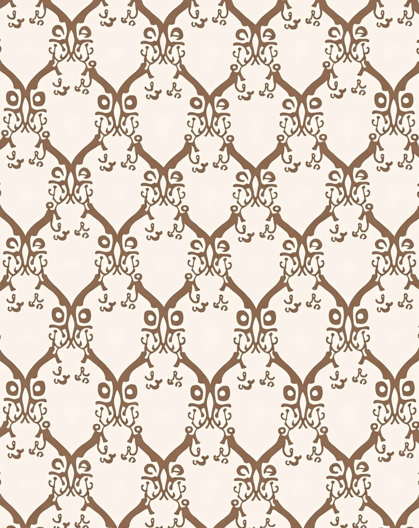 Brown Scroll Lattice Repeating Pattern Rug