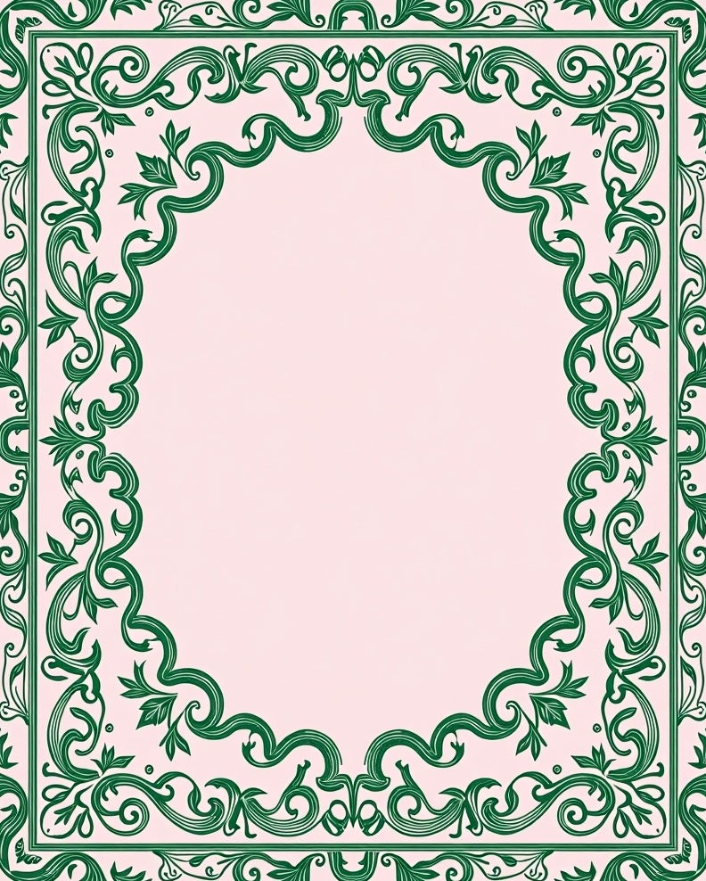 Emerald Vine Scroll Border Rug