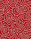 Crimson White Swirl Organic Line Art Rug