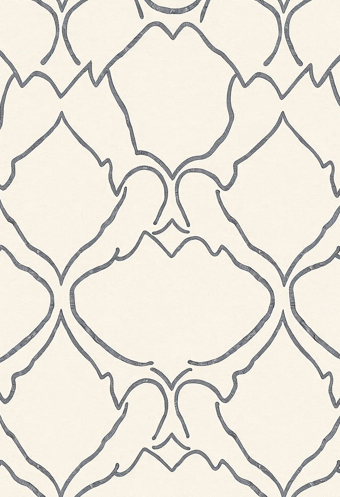 Cream and Gray Trellis Overlay Rug