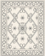 Cream and Gray Scroll Garden Rug
