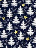 White Pine Trees Yellow Stars Navy Rug