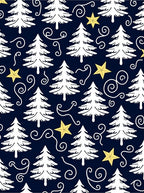 White Pine Trees Yellow Stars Navy Rug