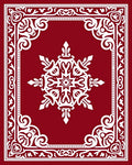 Crimson Snowflake Arabesque Frame Rug