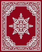 Crimson Snowflake Arabesque Frame Rug