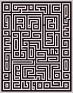 Black Pink Geometric Maze Puzzle Rug