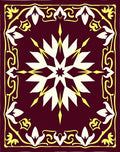 Deep Red Starburst Floral Edged Rug