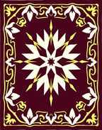 Deep Red Starburst Floral Edged Rug